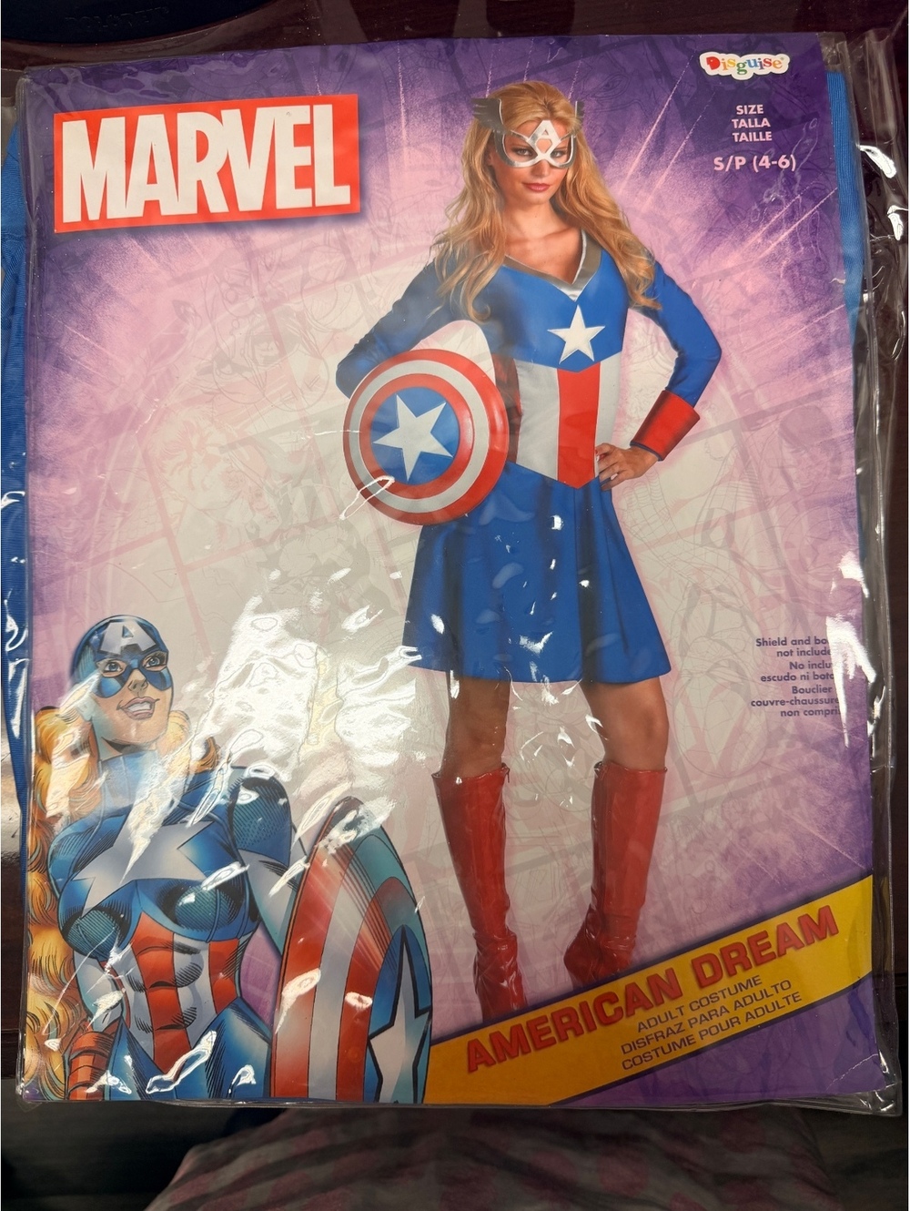 Marvel American Dream Costume Dress and Eye Mask Size S/P (4-6)